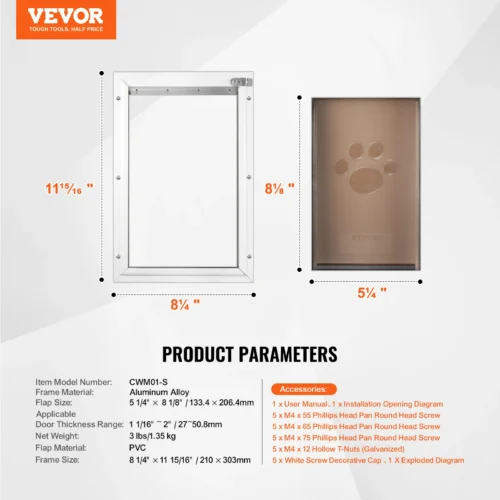 Premium Aluminum Flap Pet Door