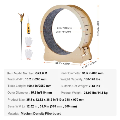 Solid Wood Silent Cat Exercise Wheel