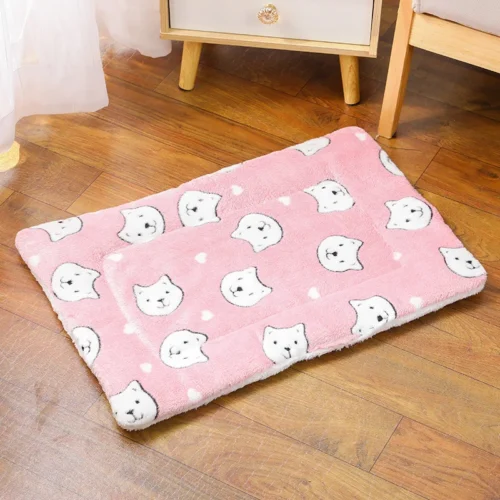 Plush Print Fleece Pet Bed Mat